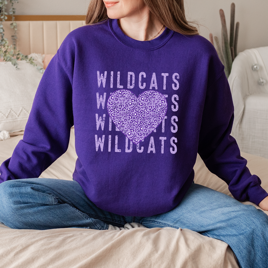 Wildcats Repeat Heart Tee or Sweatshirt