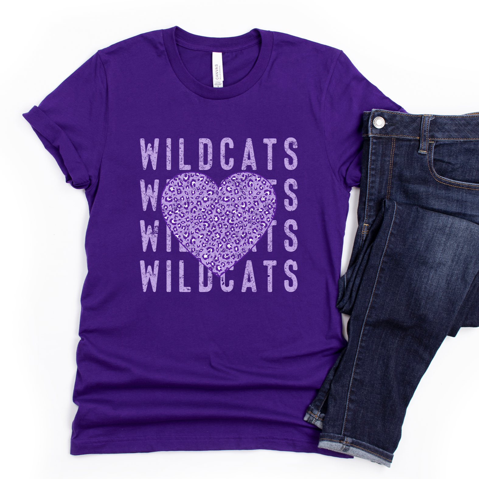 Wildcats Repeat Heart Tee or Sweatshirt