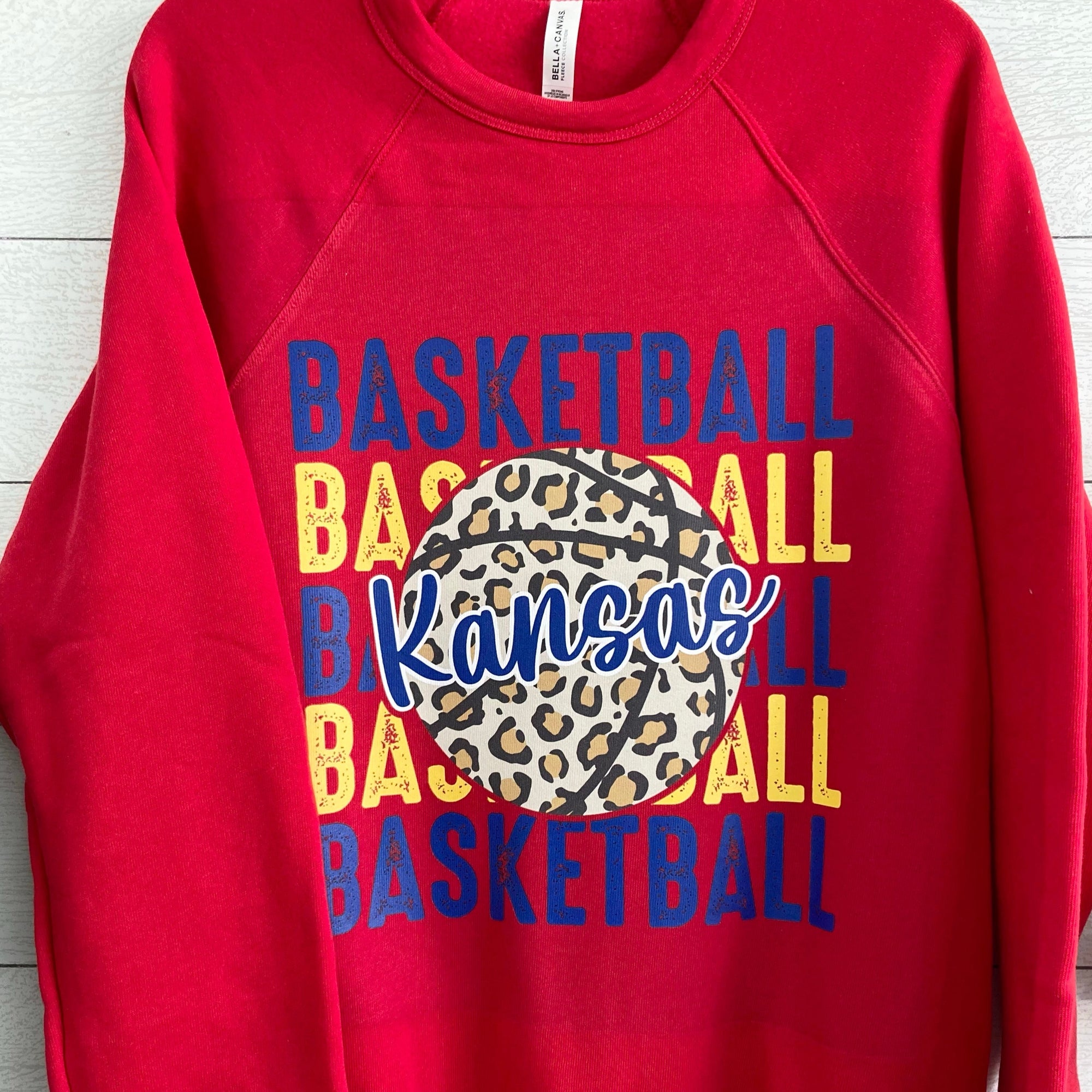 Kansas Basketball Repeated Leopard Tee or Sweatshirt