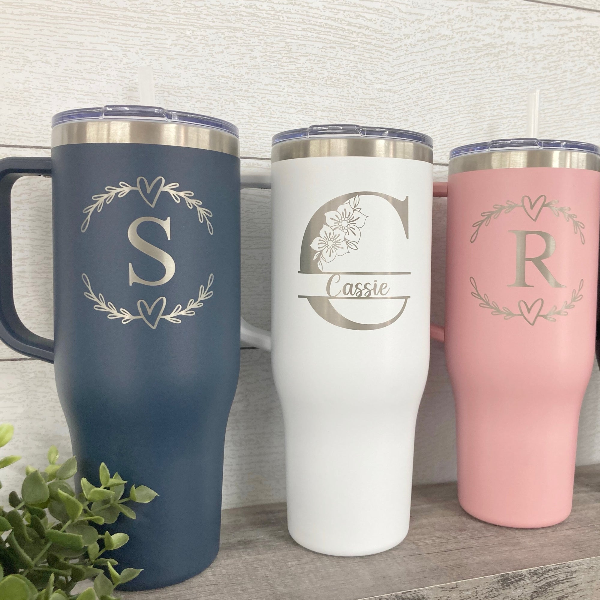 Personalized 40 oz Charger Tumbler with Handle