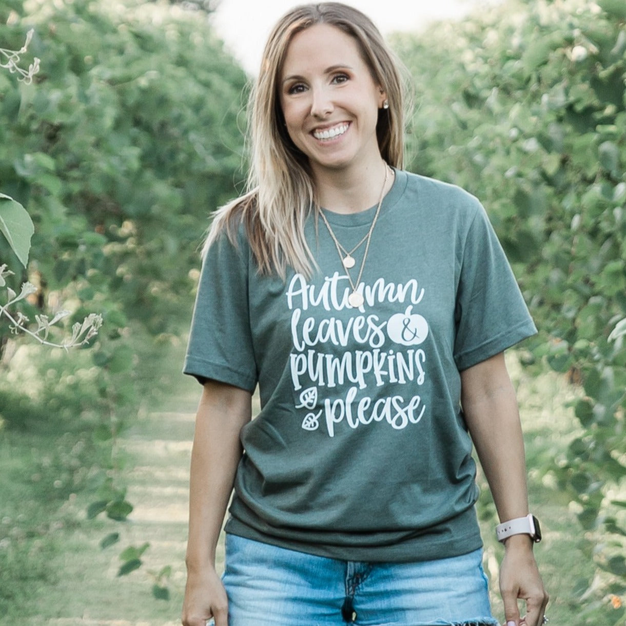 Autumn Leaves and Pumpkins Please Tee