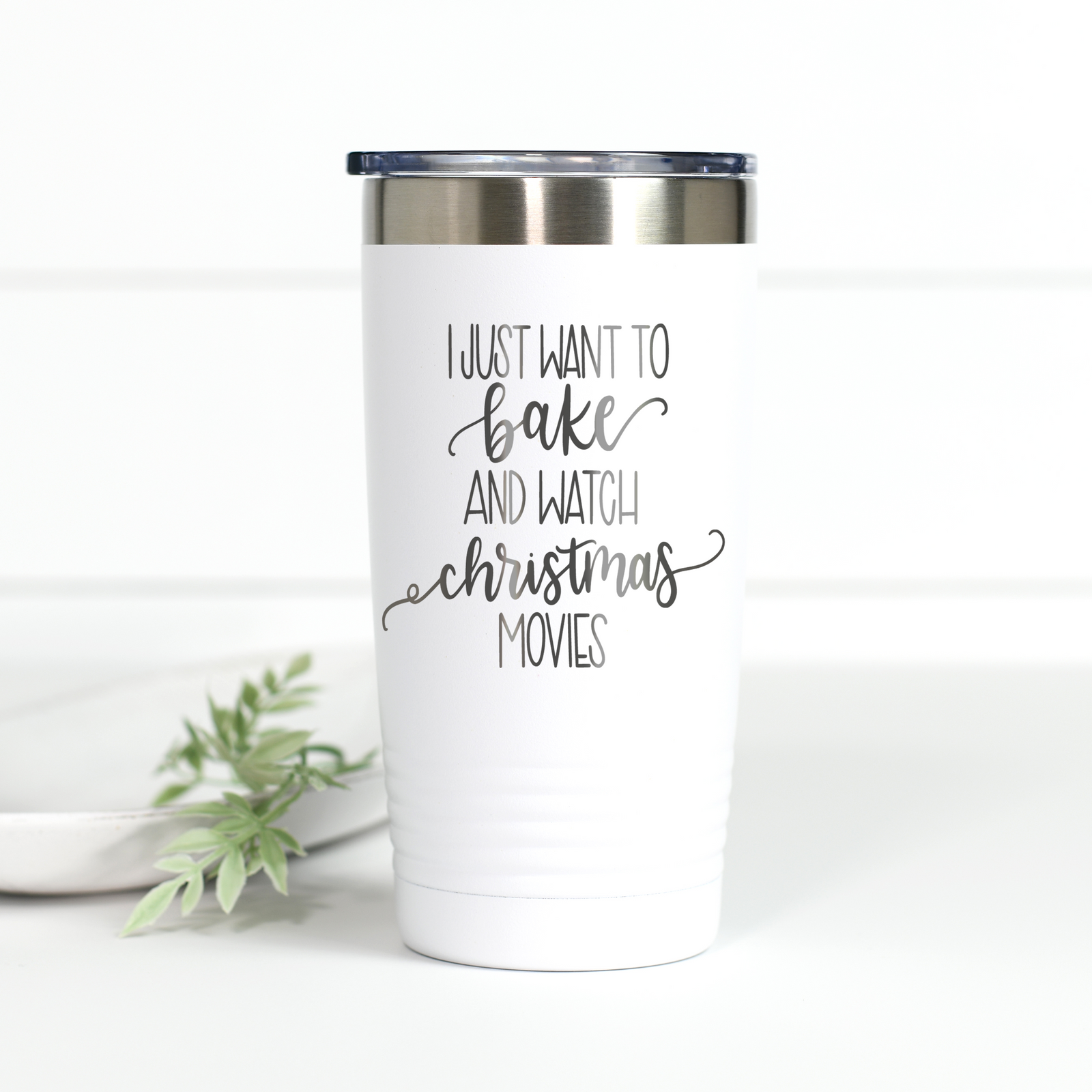 Bake Stuff and Watch Christmas Movies 20 oz Engraved Tumbler