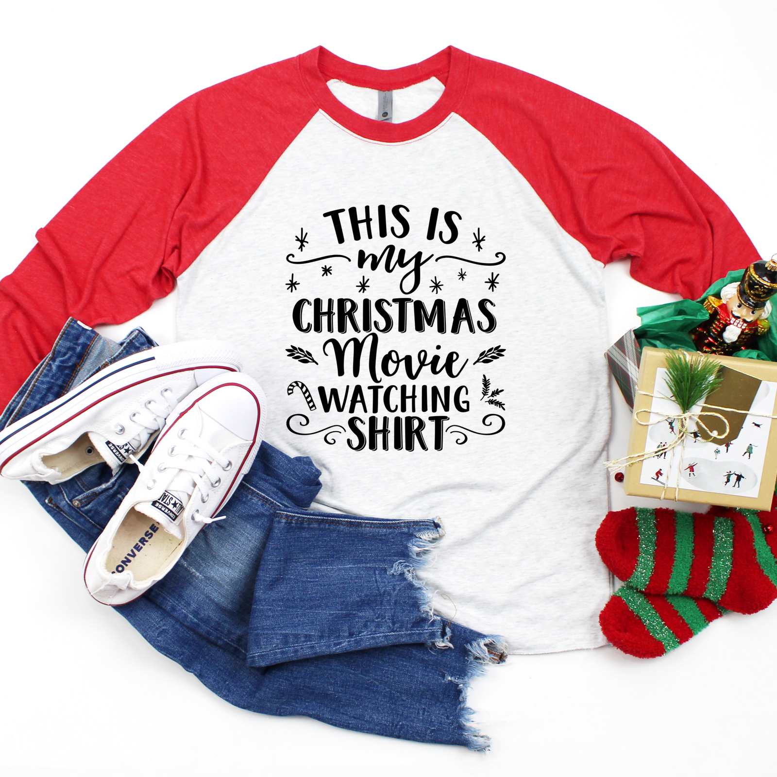 This is My Christmas Movie Watching Shirt Raglan Tee