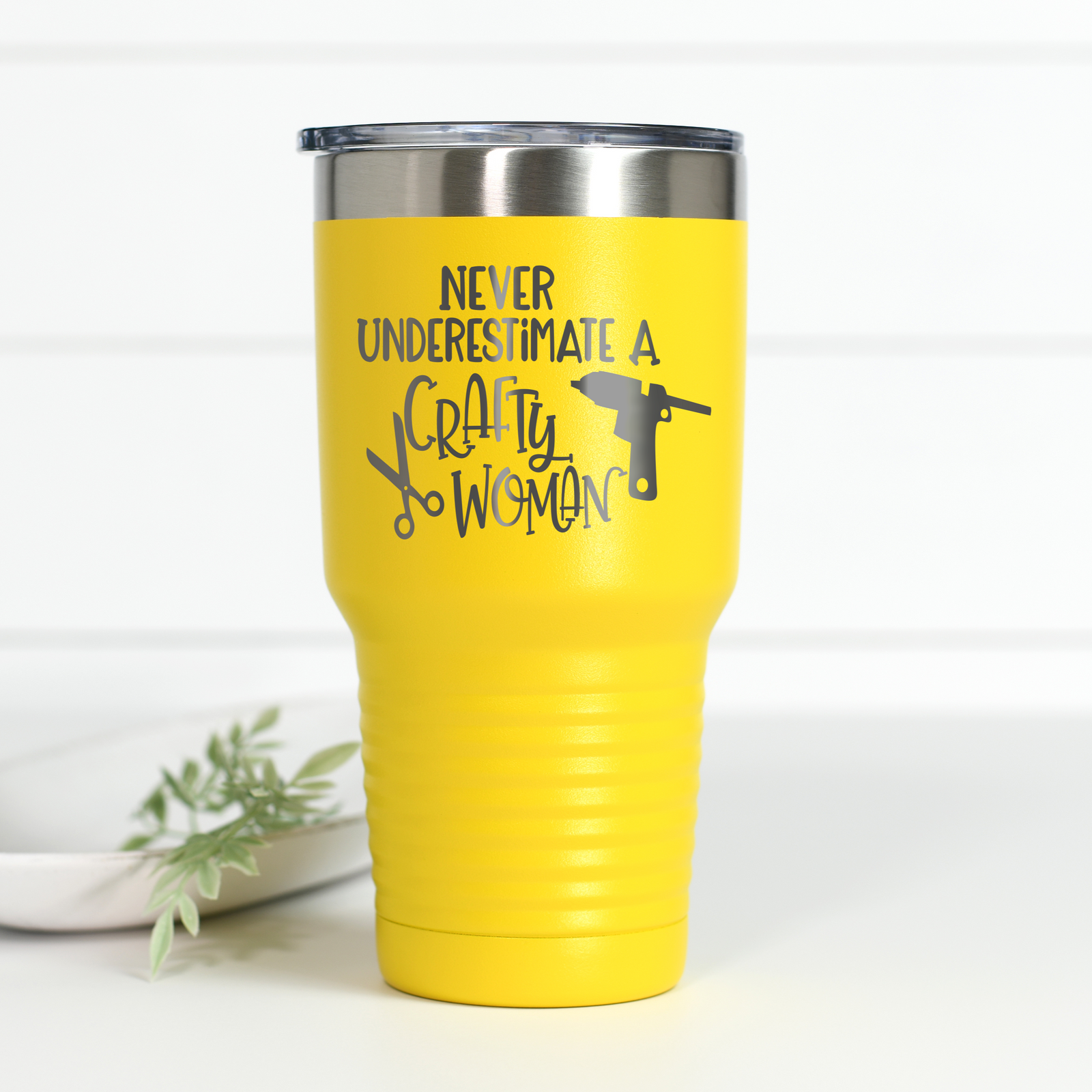Never Underestimate A Crafty Woman 30 oz Engraved Tumbler