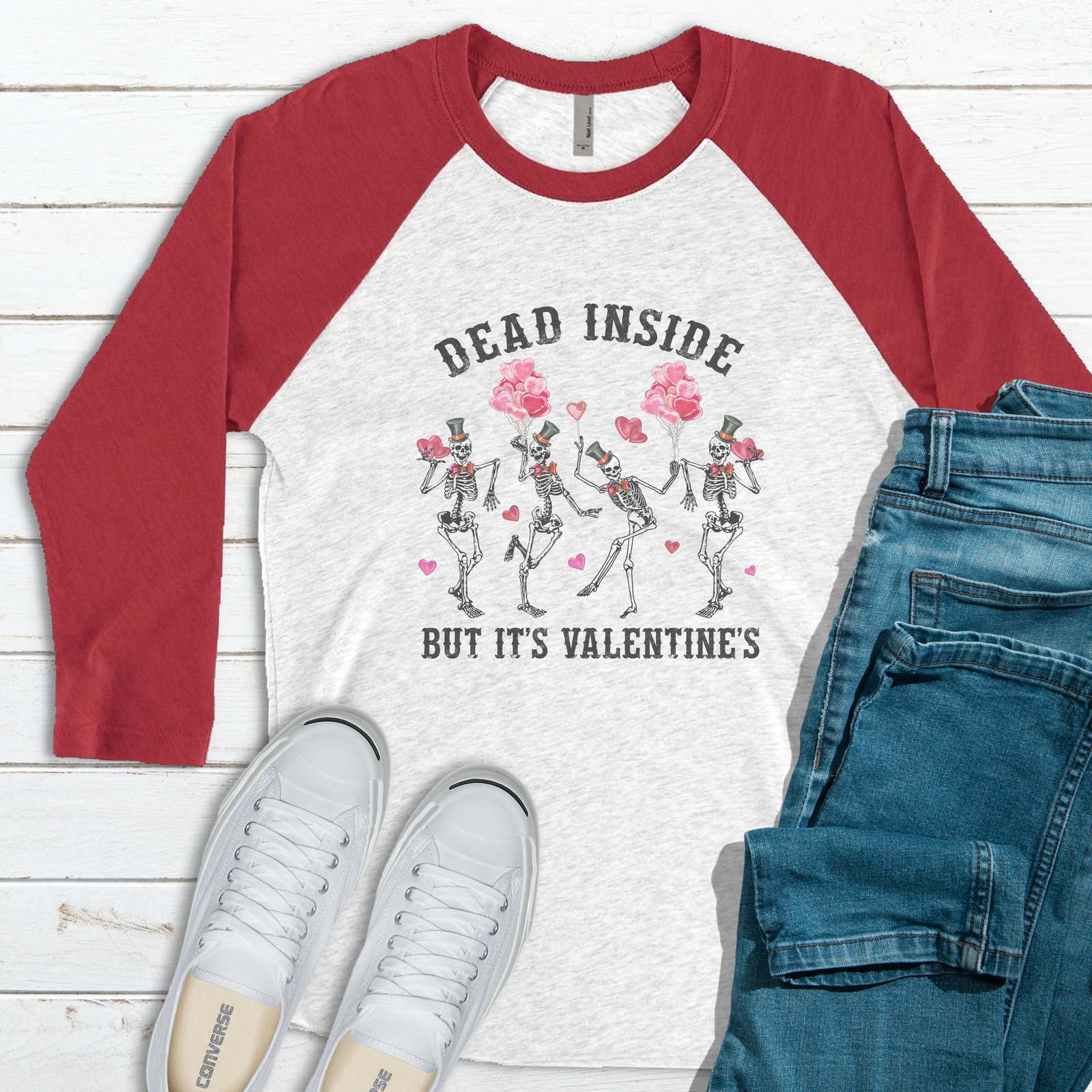 Dead Inside But It's Valentine's Raglan Tee