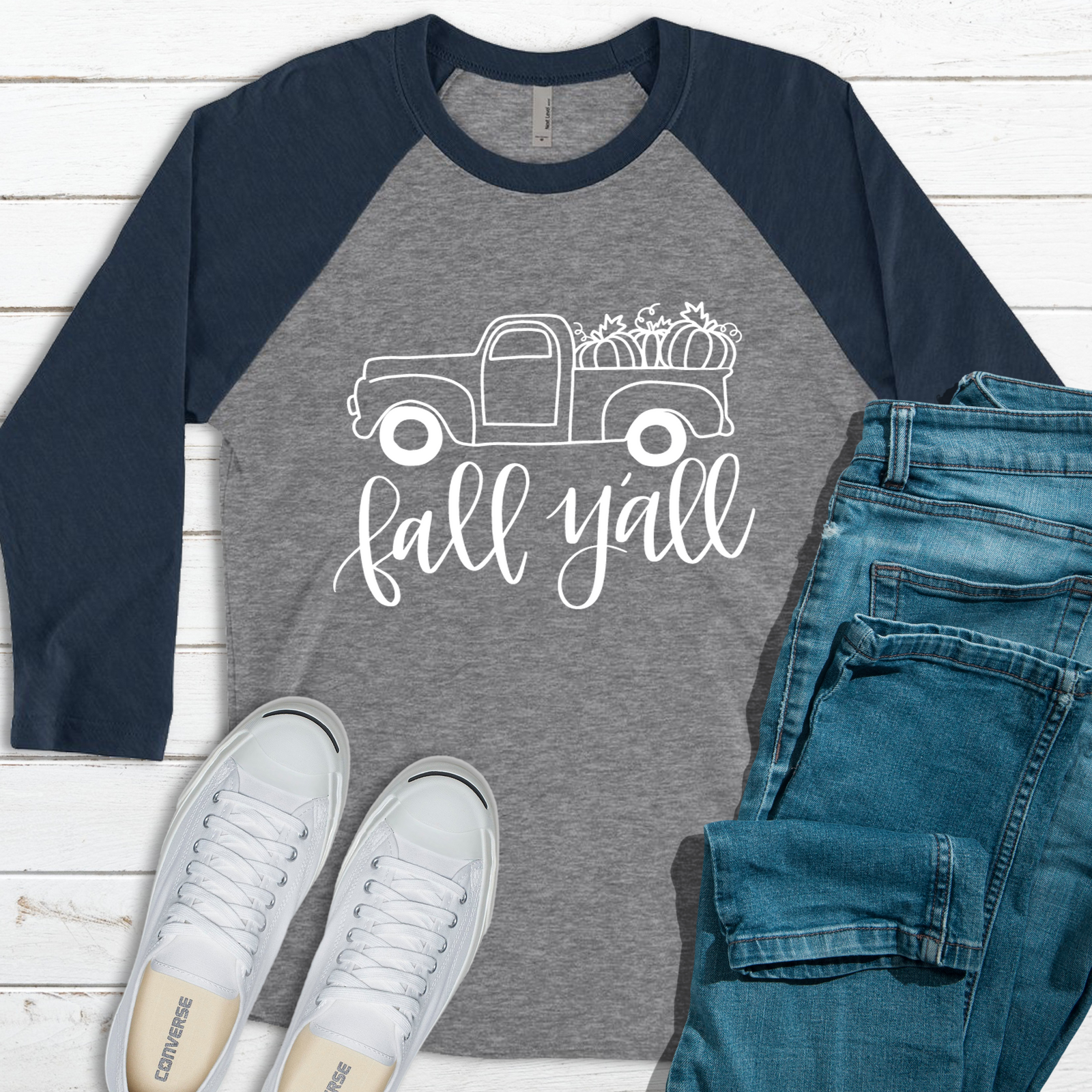 Fall Y'all Truck Raglan Tee