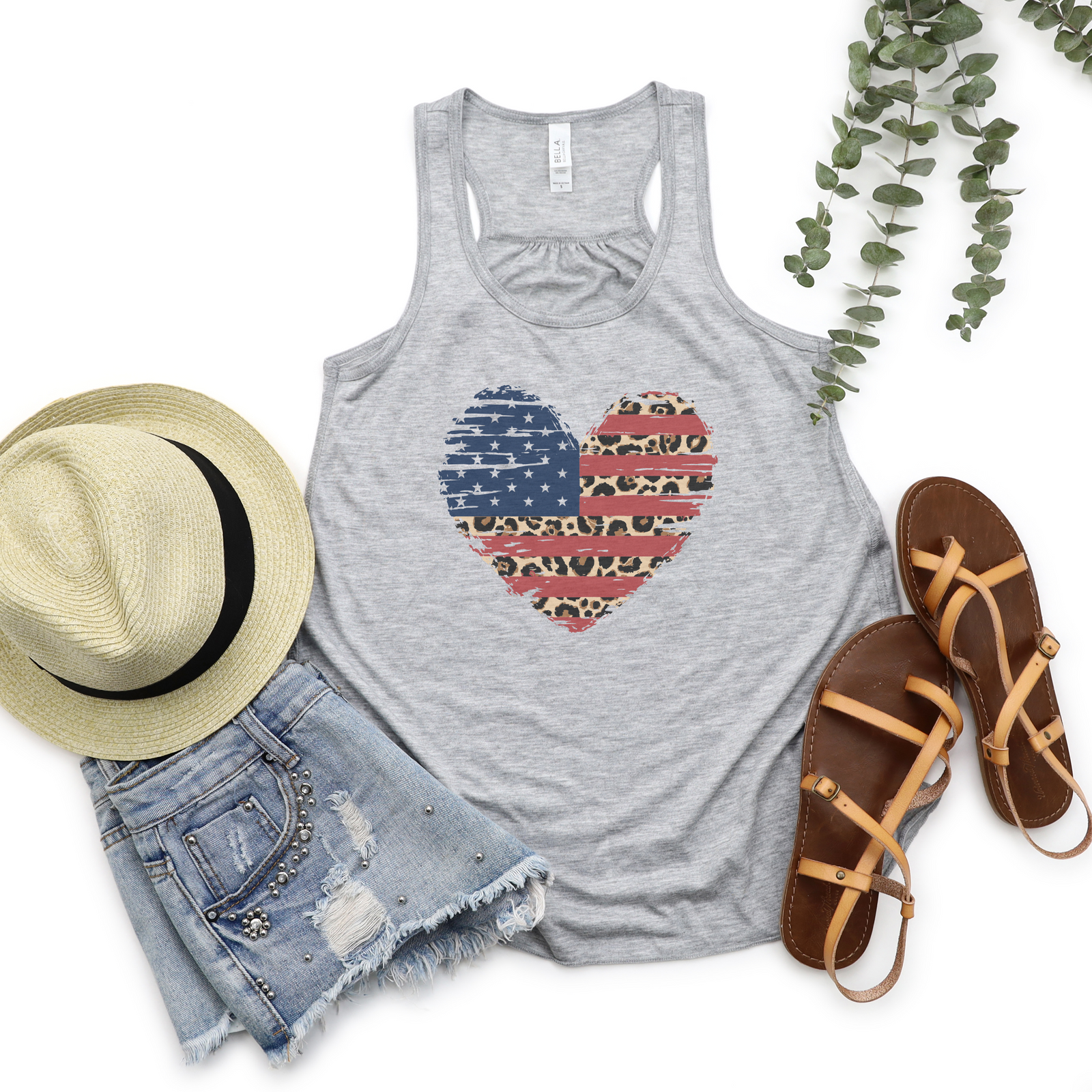 American Flag Leopard Heart Tank