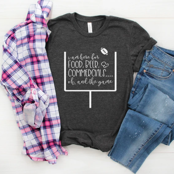 I'm Just Here for the Food, Beer, Commercials Super Bowl Tee