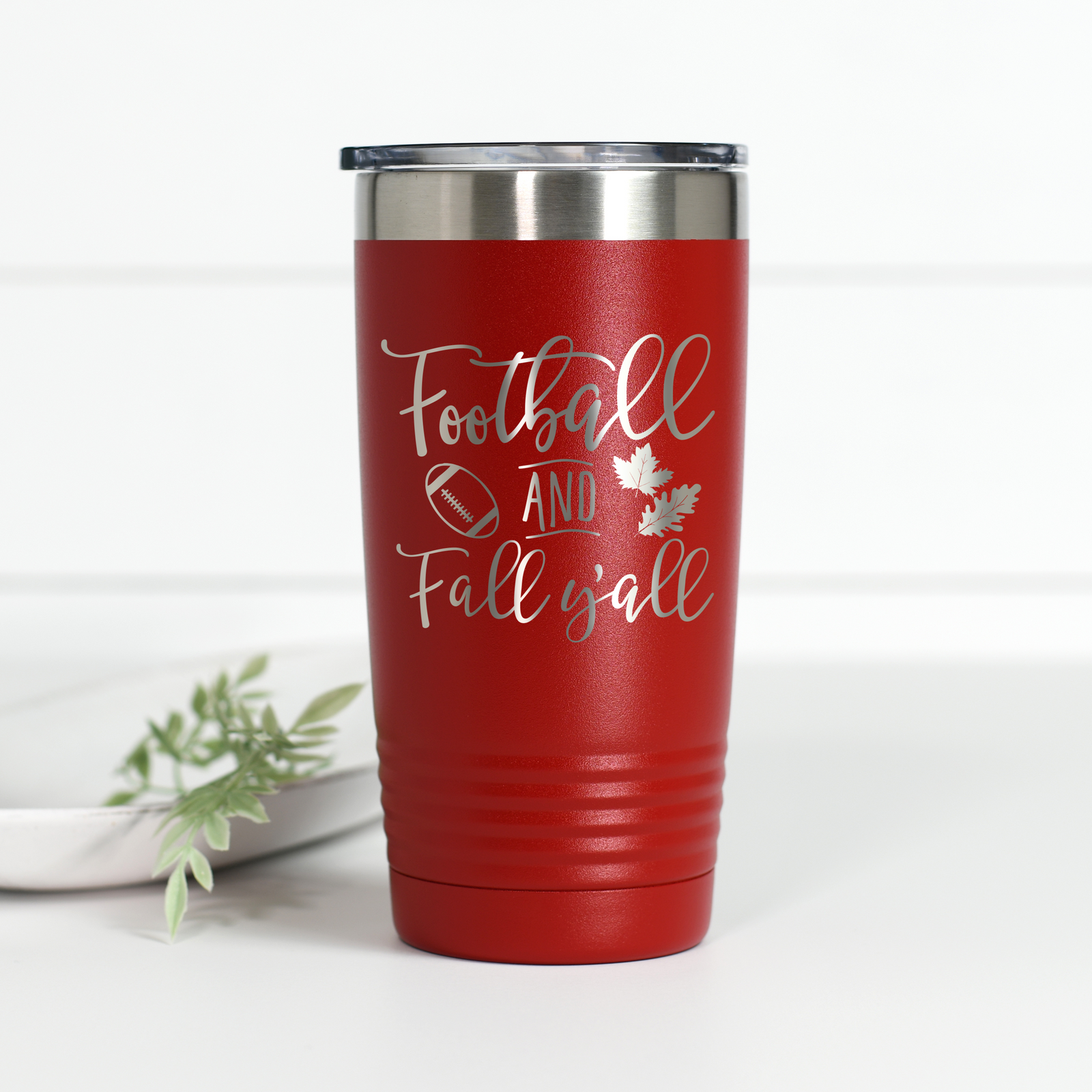 Football and Fall Y'all 20 oz Engraved Tumbler