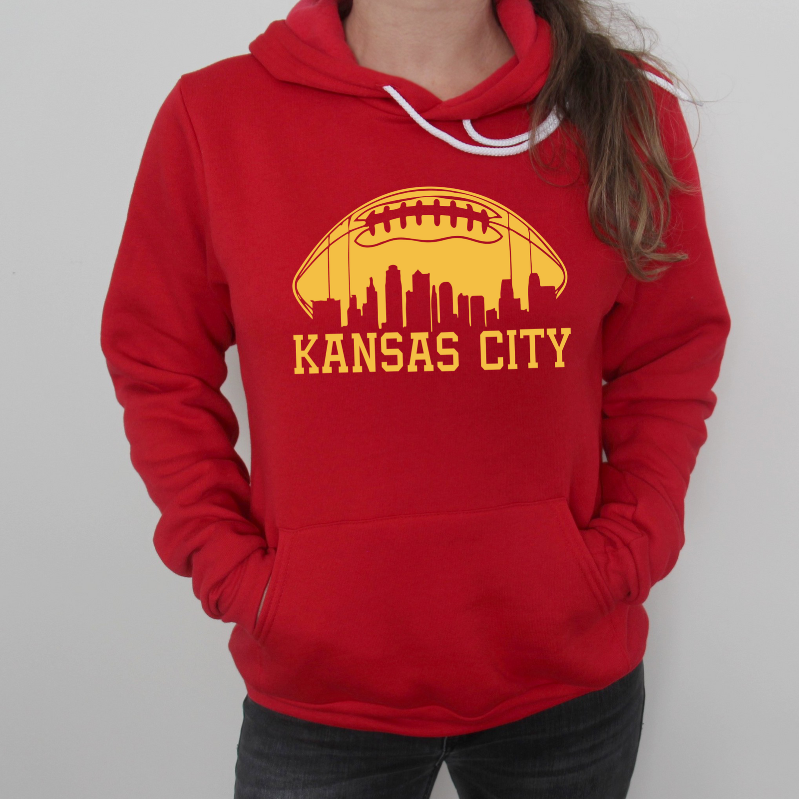 Kansas City Football Skyline Crew or Hoodie Sweatshirt