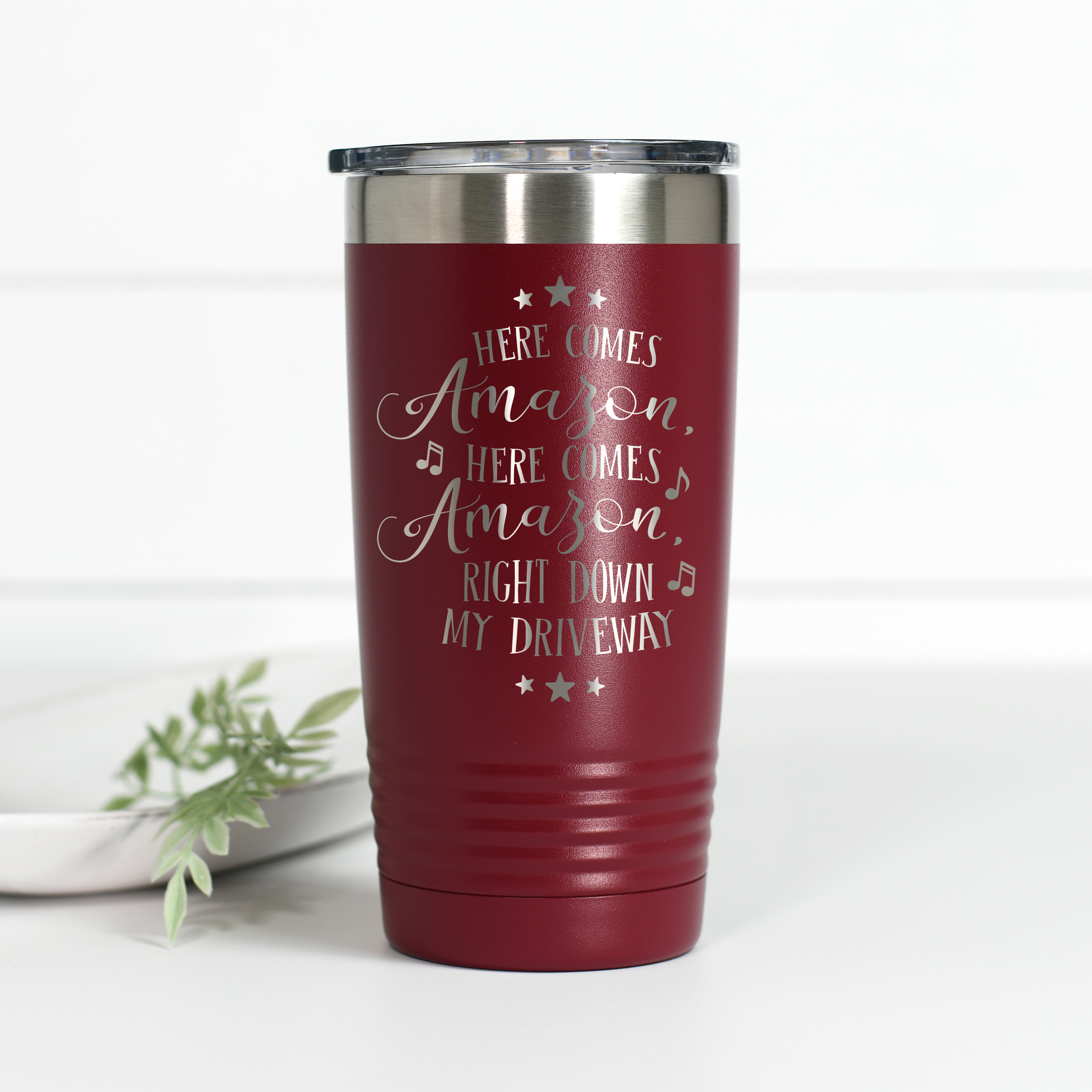 Here Comes Amazon Right Down My Driveway 20 oz Engraved Tumbler