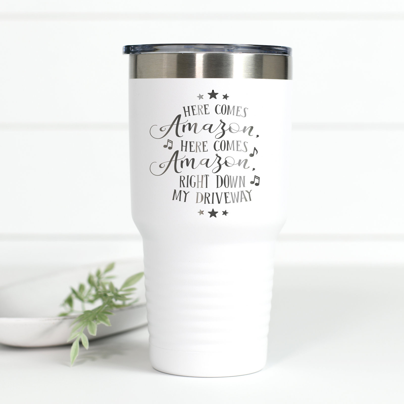 Here Comes Amazon 30 oz Engraved Tumbler