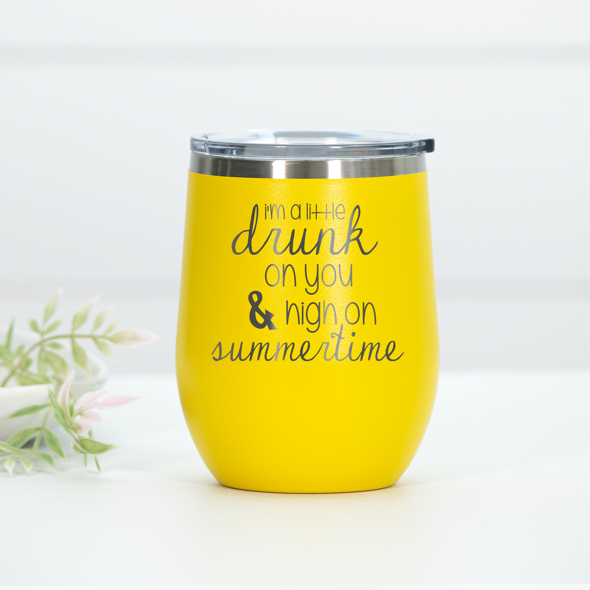 Drunk On You High On Summertime Engraved Wine Tumbler