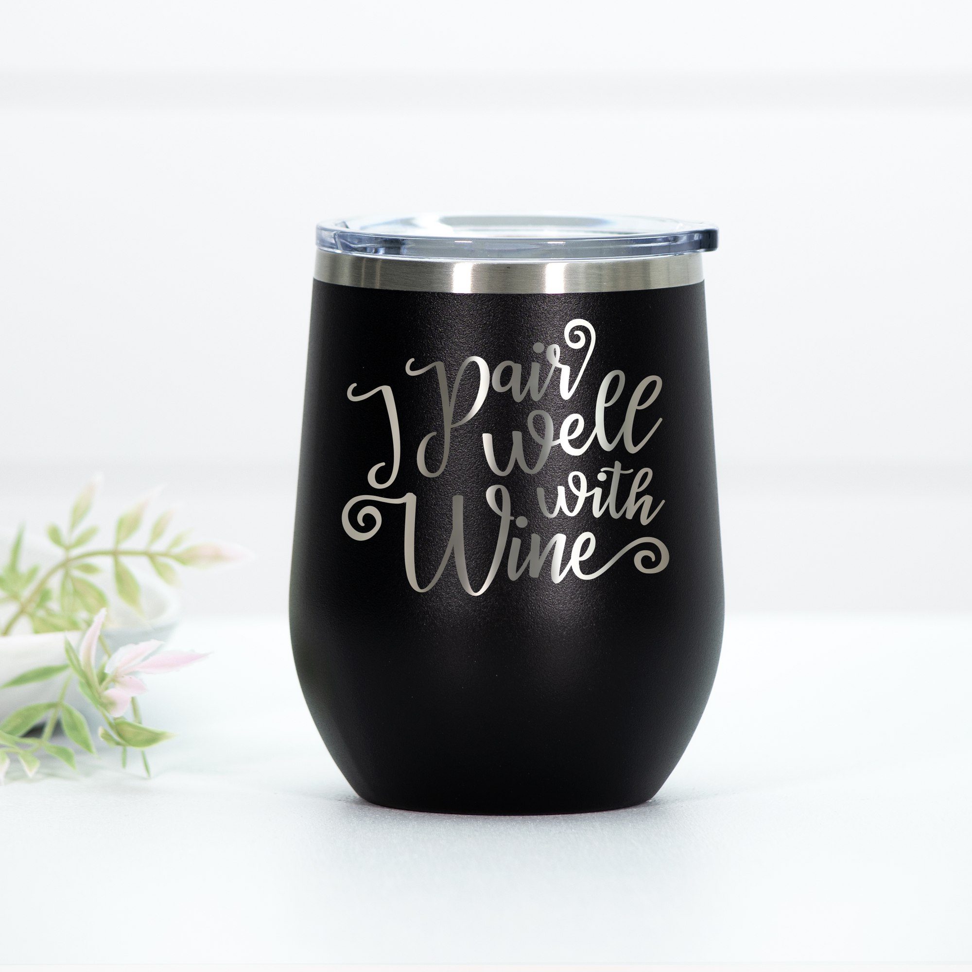 I Pair Well With Wine Engraved Wine Tumbler