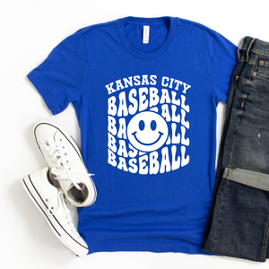 Kansas City Baseball Repeated Smiley Tee or Sweatshirt