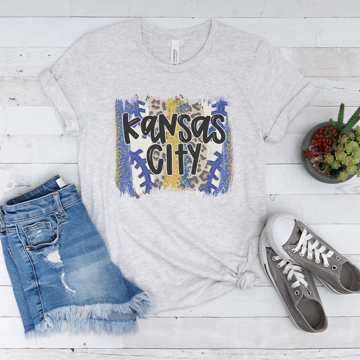 Kansas City Baseball Brushstrokes Tee