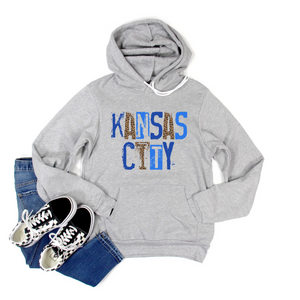 Kansas City Grunge Blue Hooded Sweatshirt