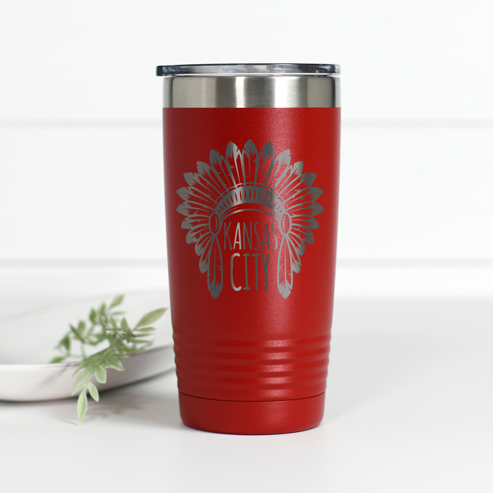 Kansas City Headdress 20 oz Engraved Tumbler