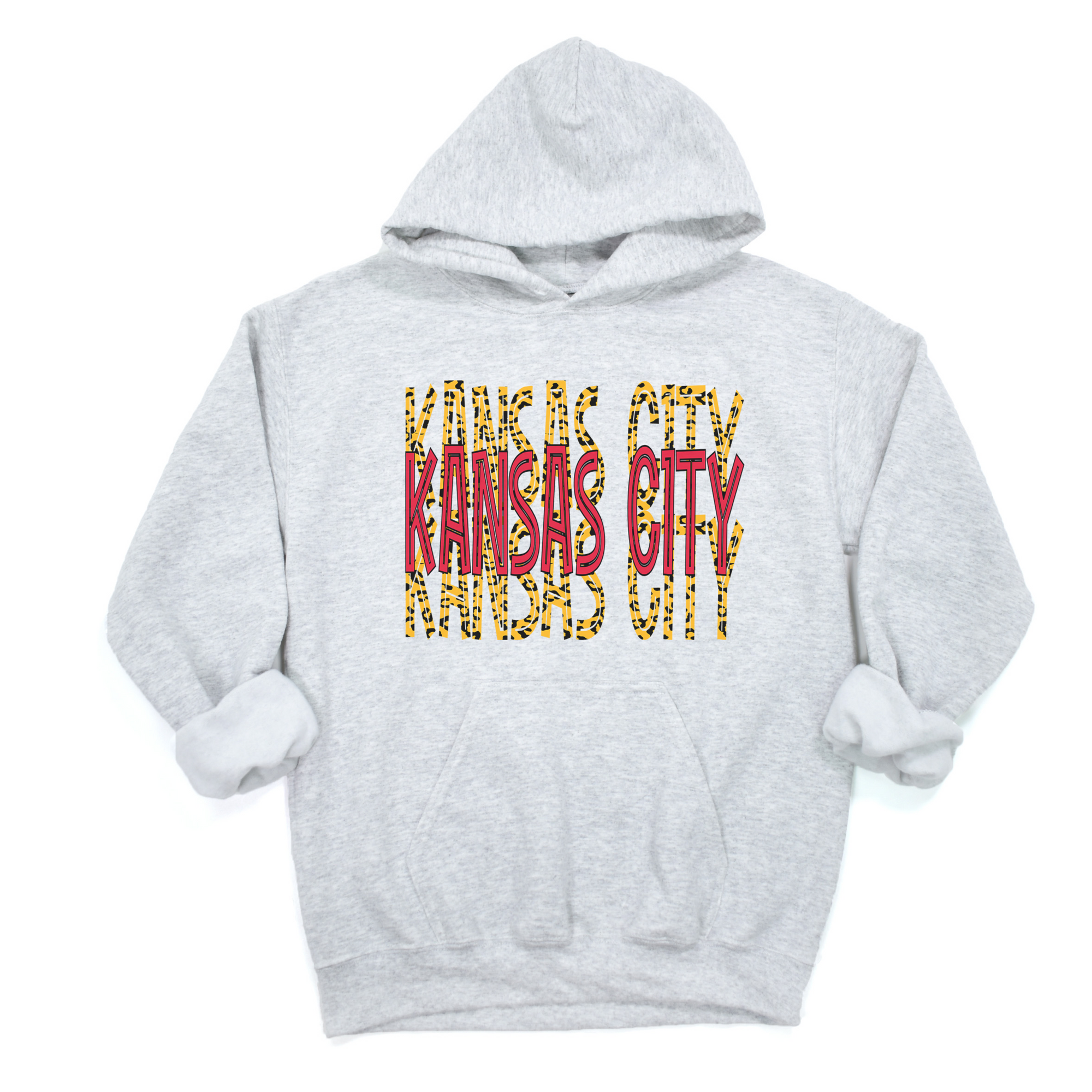 Kansas City Leopard Repeated Crew or Hooded Sweatshirt