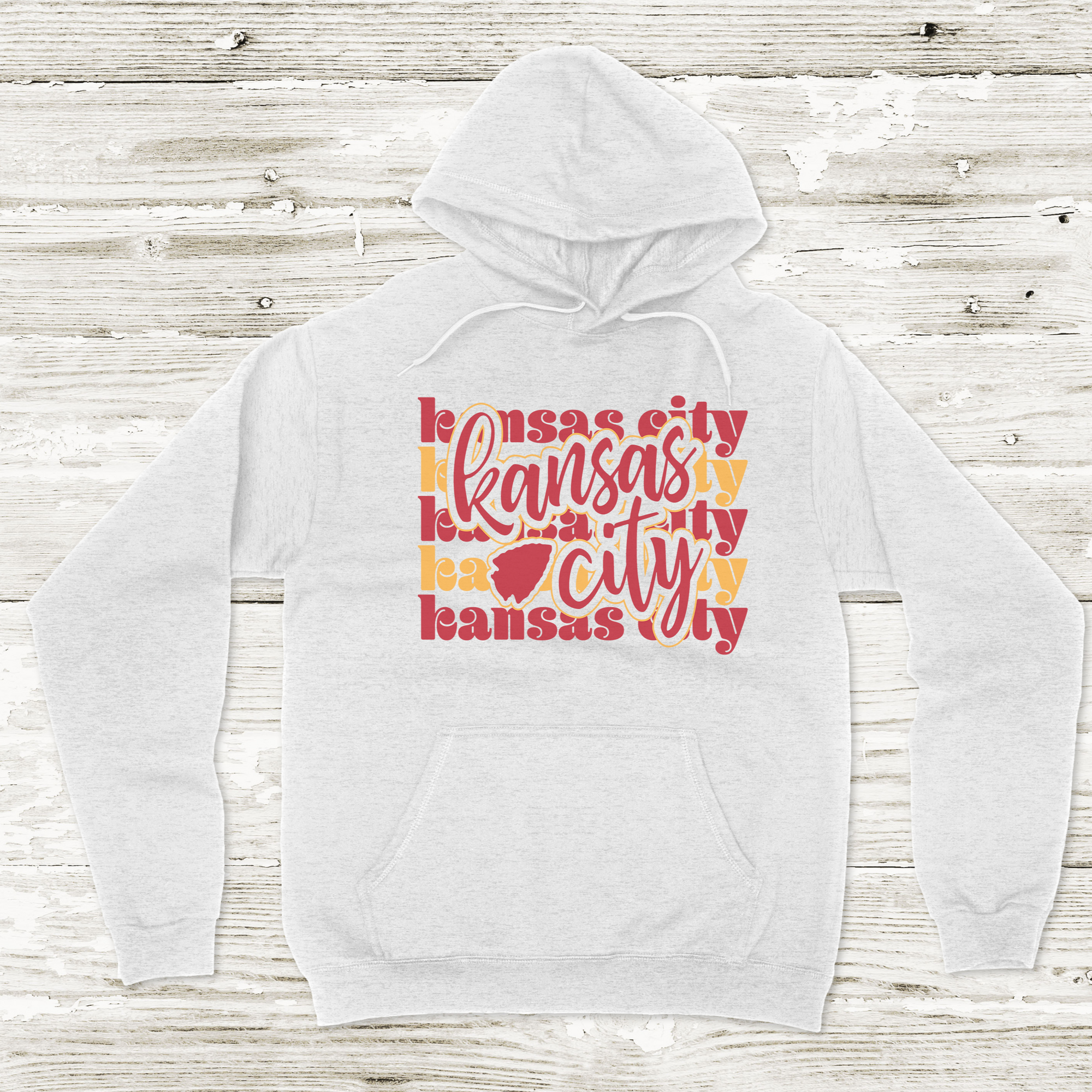 Kansas City Repeated Script Hoodie or Crew Sweatshirt