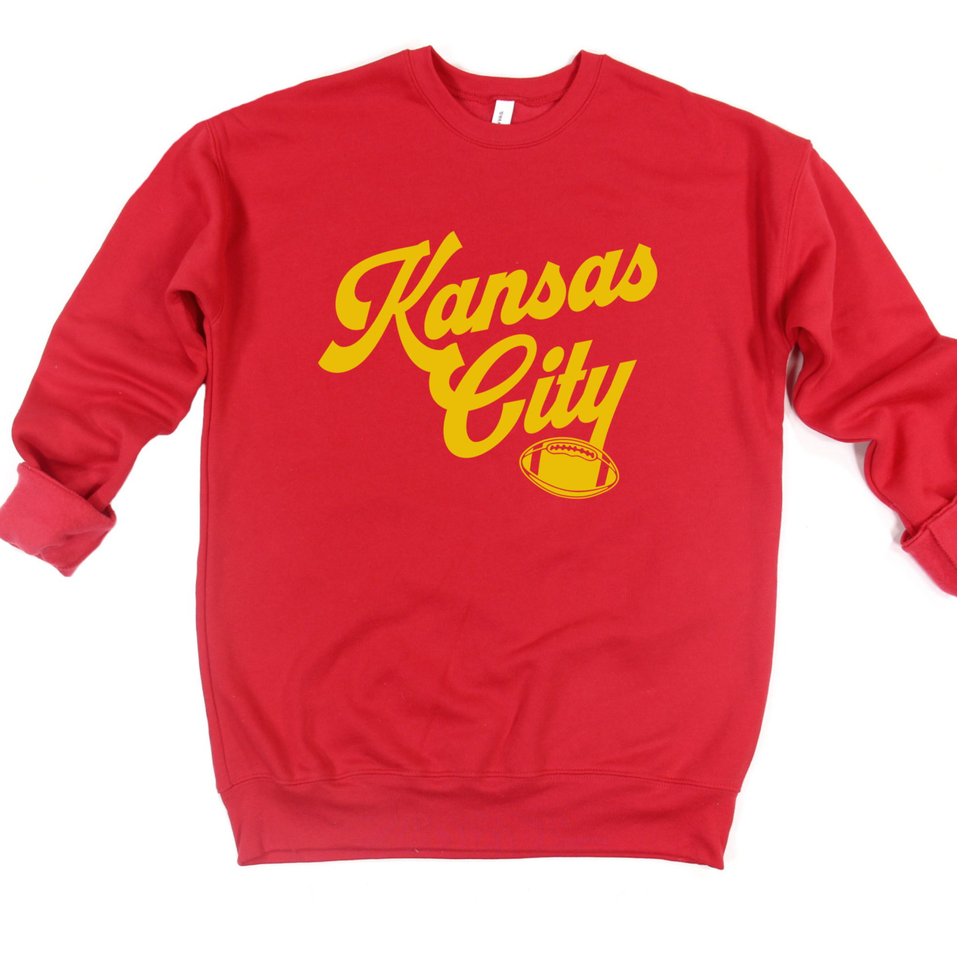 Kansas City Script Football Crew or Hoodie Sweatshirt