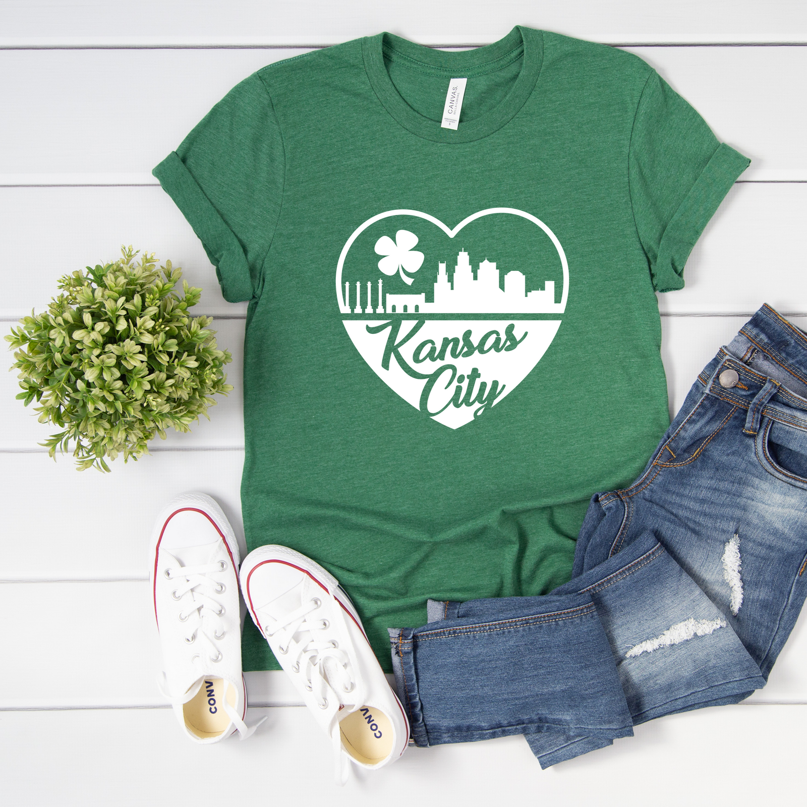 Kansas City Skyline Shamrock Tee or Sweatshirt