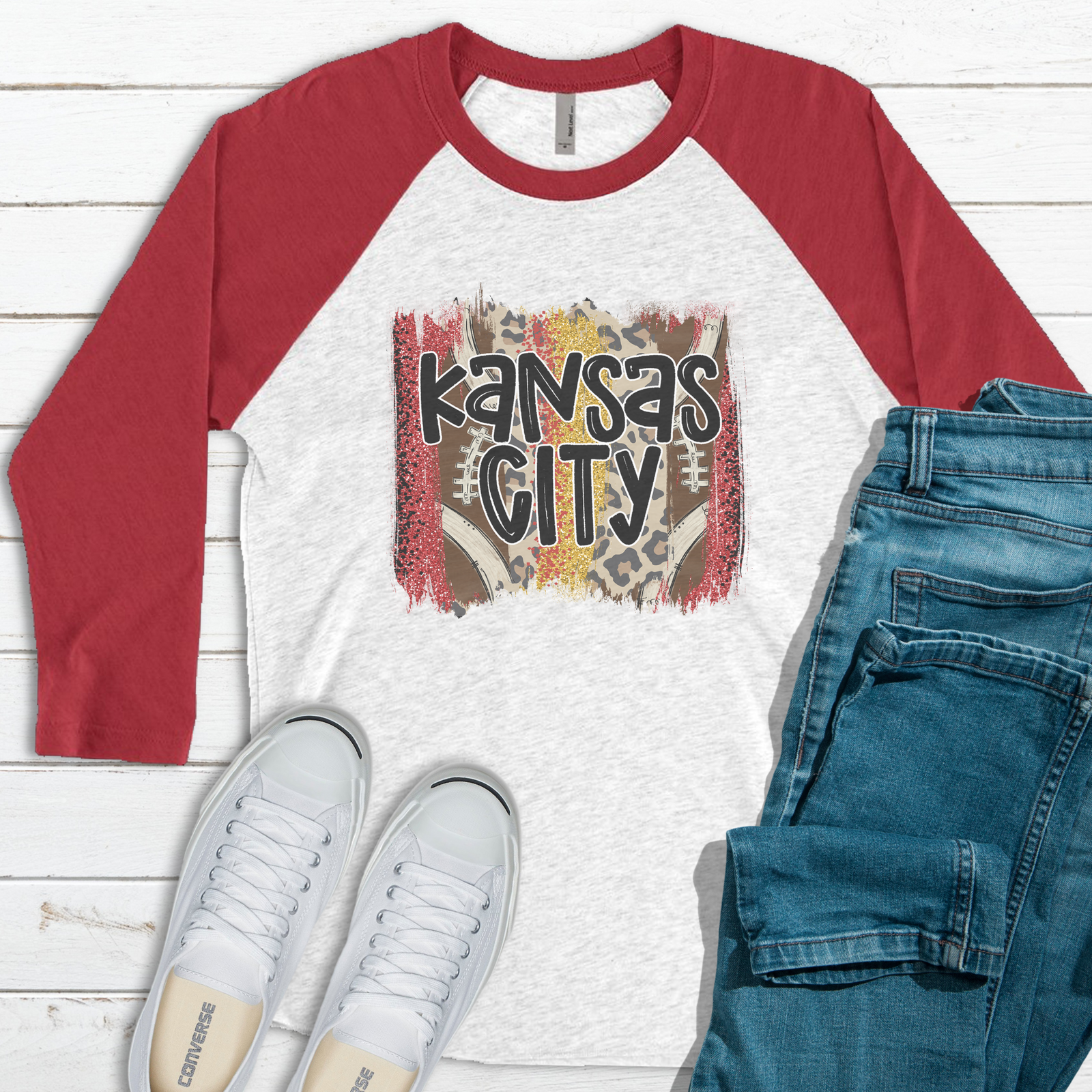 Kansas City Football Brushstrokes Raglan Tee