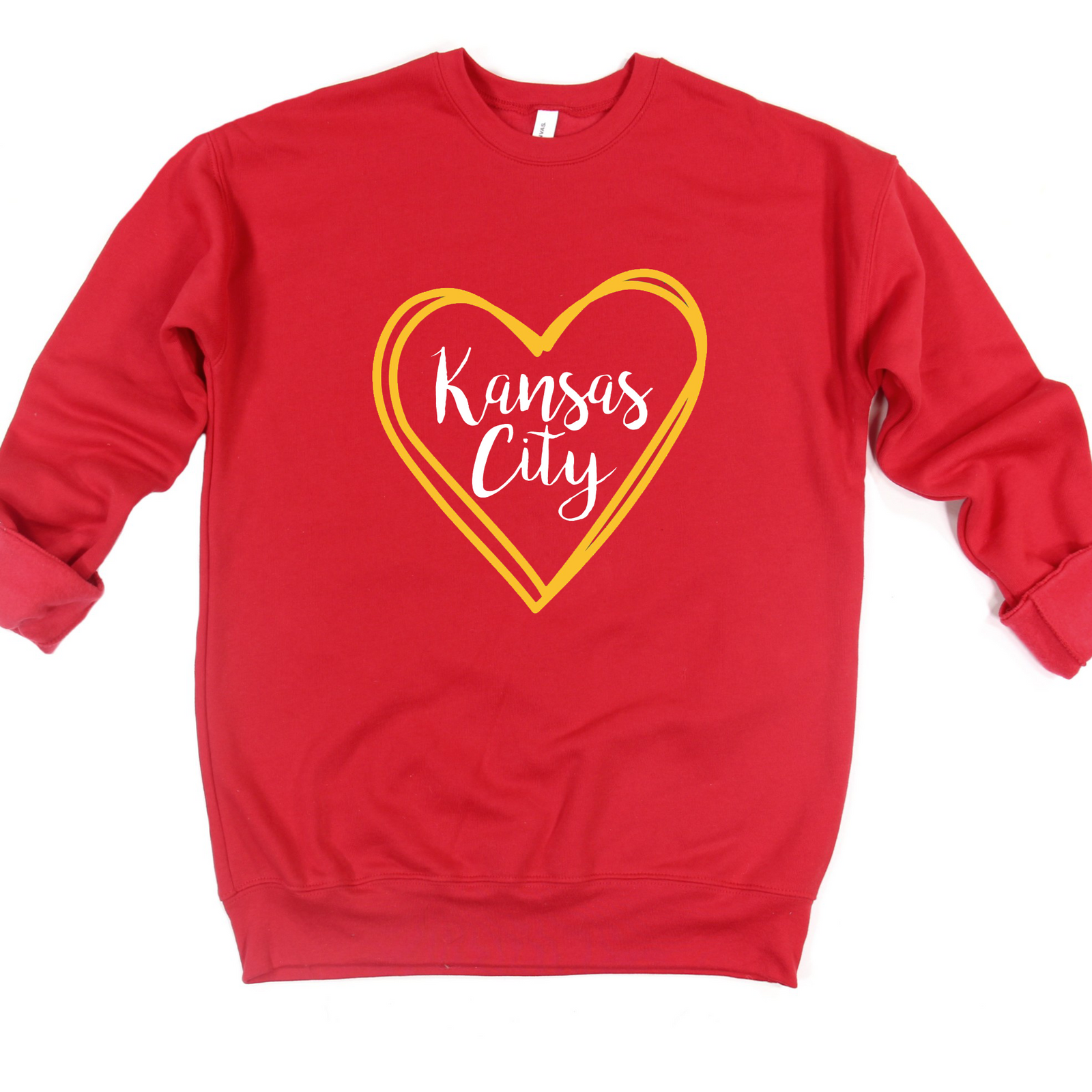 Kansas City Yellow Heart Crew or Hoodie Sweatshirt