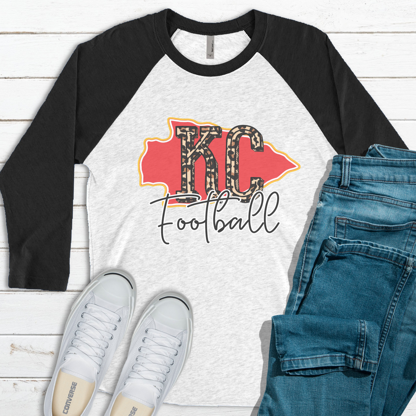 KC Football Arrowhead Raglan Tee