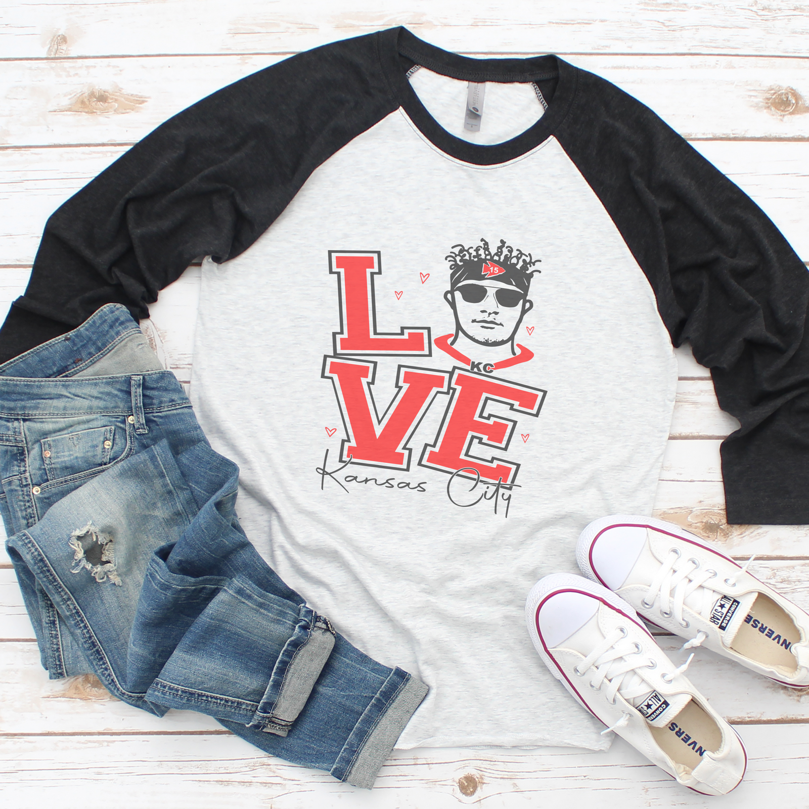 Love Mahomes Kansas City Raglan Tee