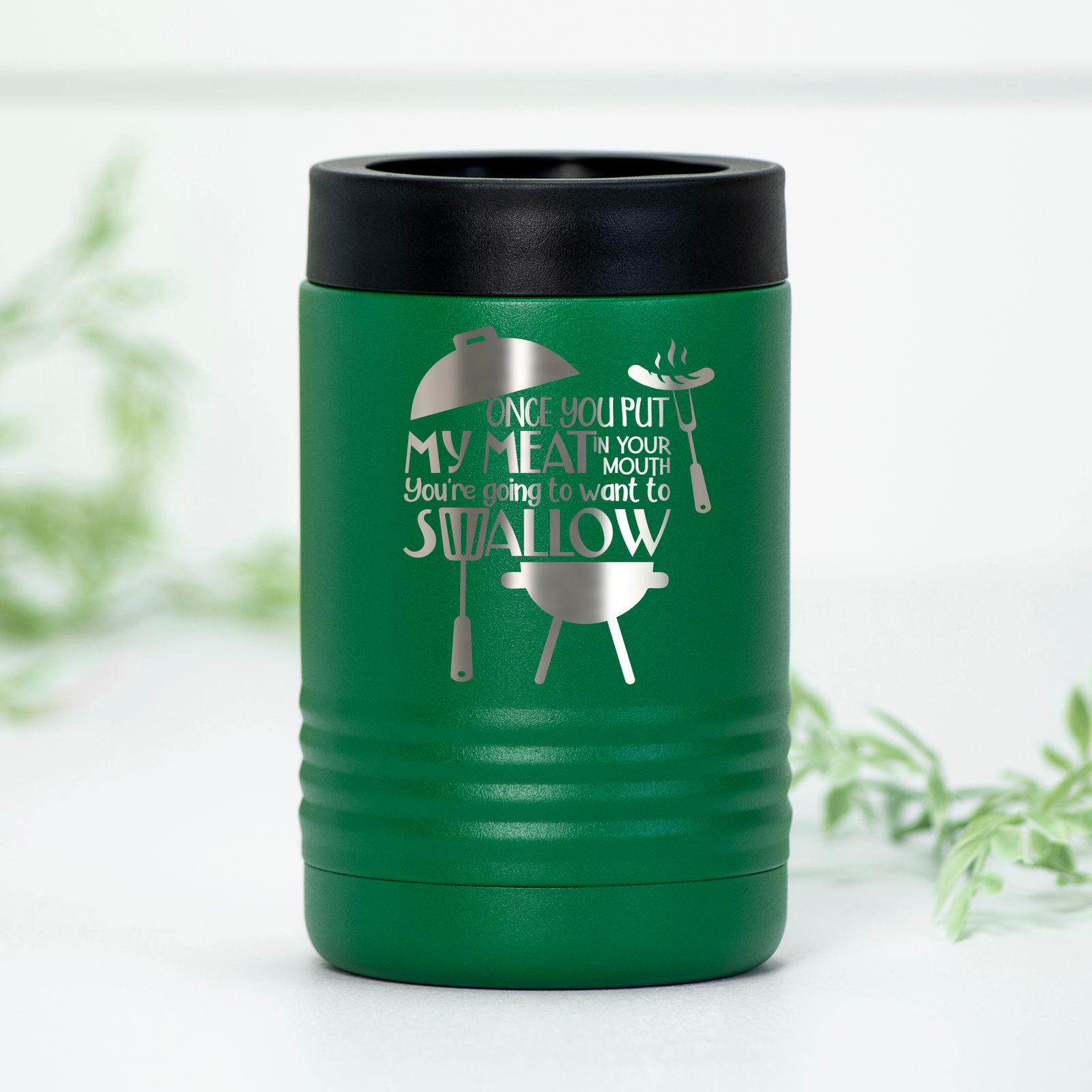 Meat In Mouth Engraved Can Cooler