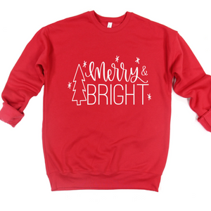 Merry and Bright Crew or Hoodie Sweatshirt
