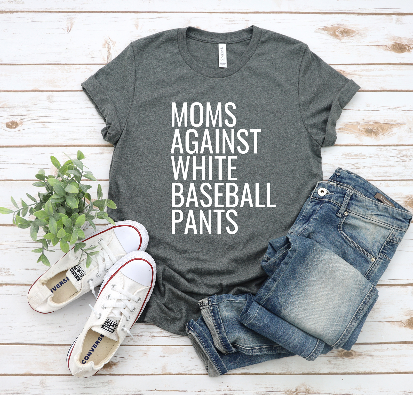 Moms Against White Baseball Pants Tee