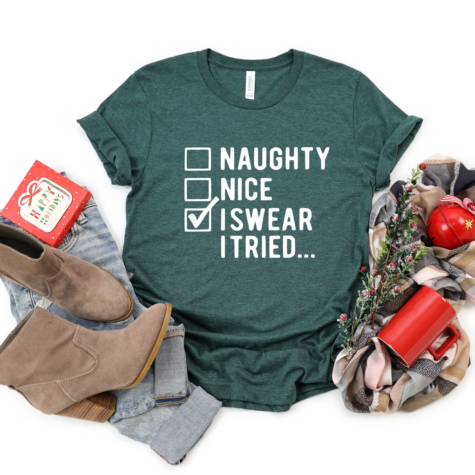 Naughty Nice I Swear I Tried Tee