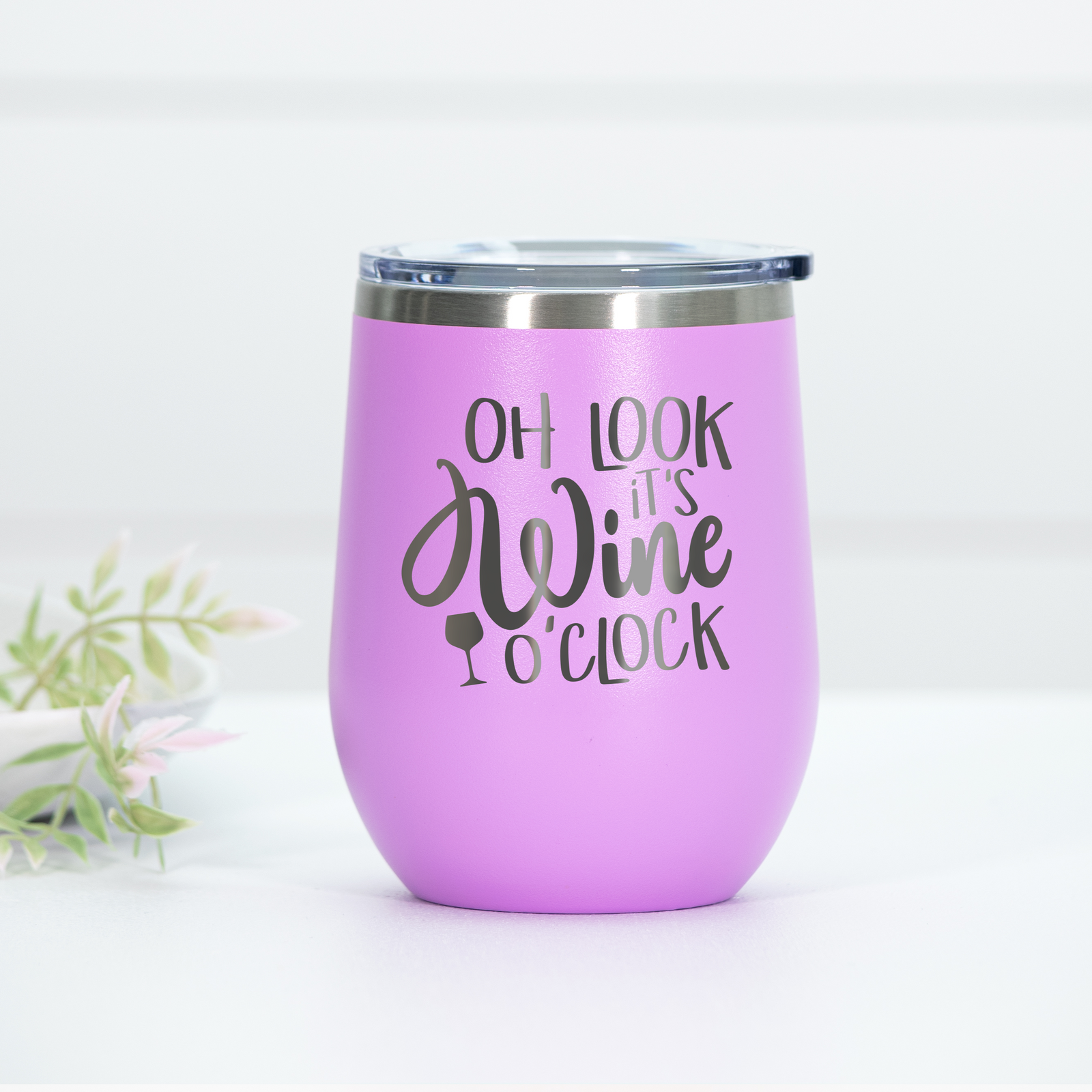 Oh Look Wine O'Clock Engraved Wine Tumbler