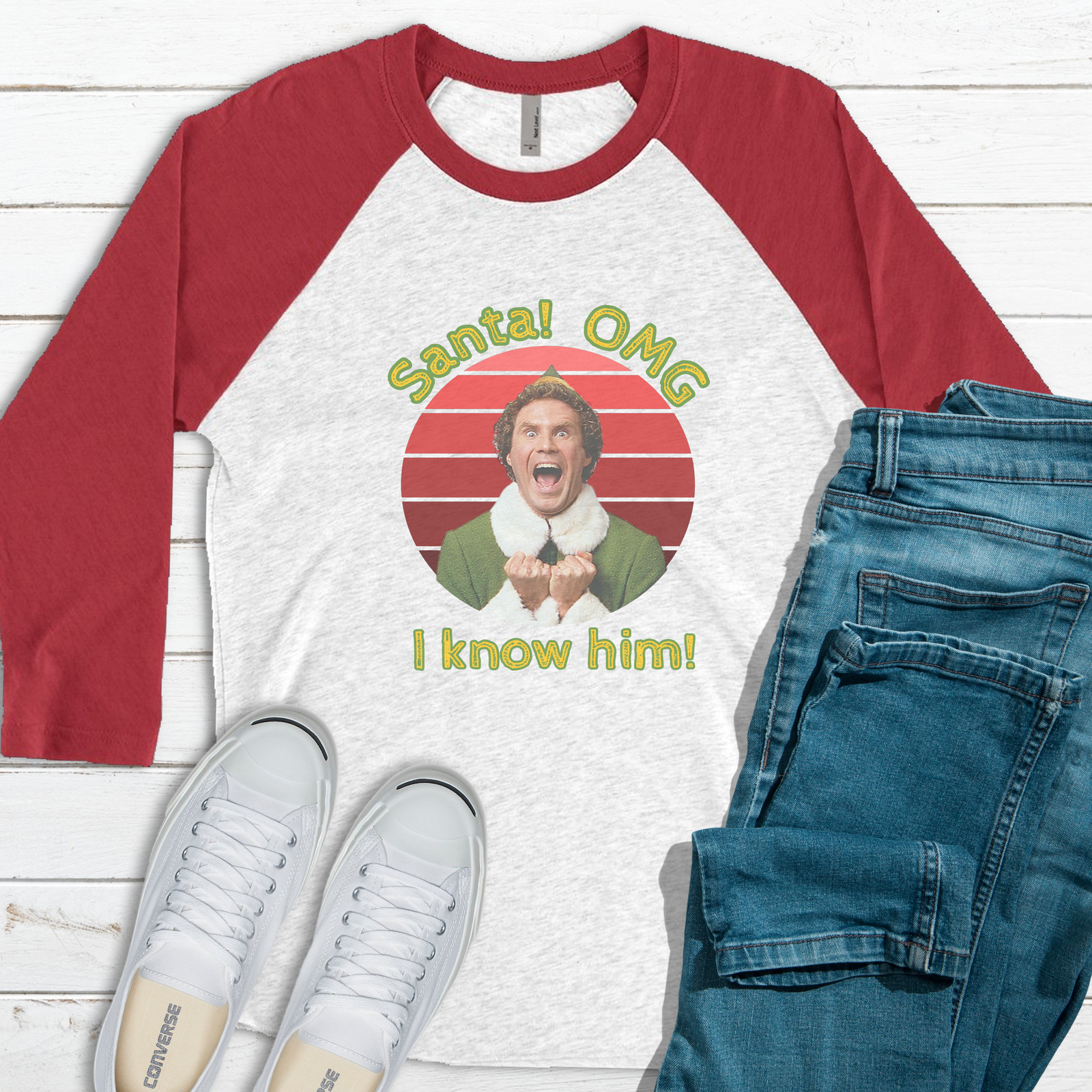 Santa OMG I Know Him Raglan Tee