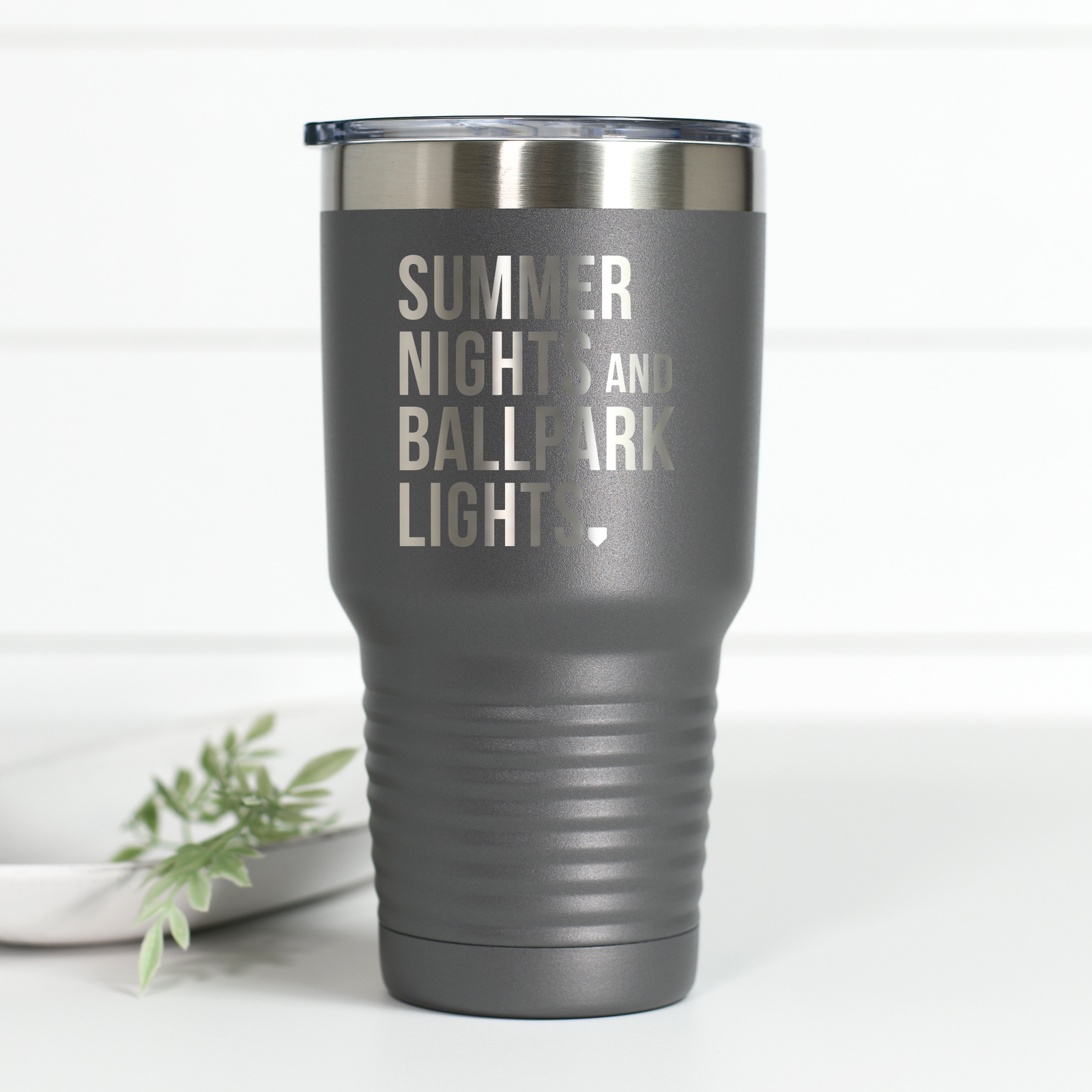 Summer Nights Ballpark Lights 30 oz Engraved Tumbler
