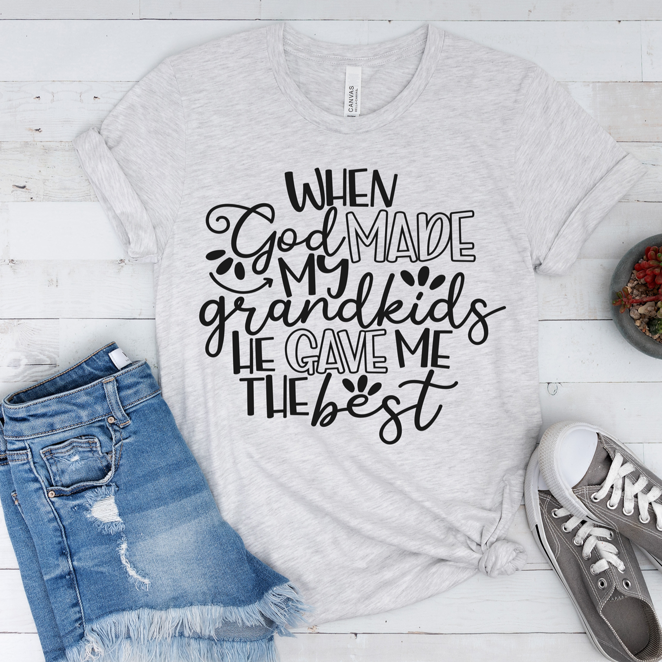 When God Made My Grandkids Tee