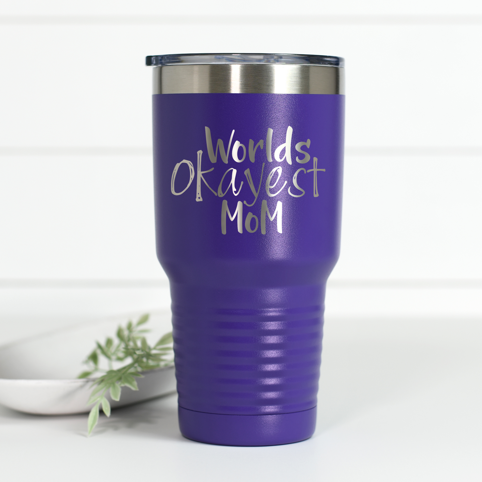 World's Okayest Mom 30 oz Engraved Tumbler